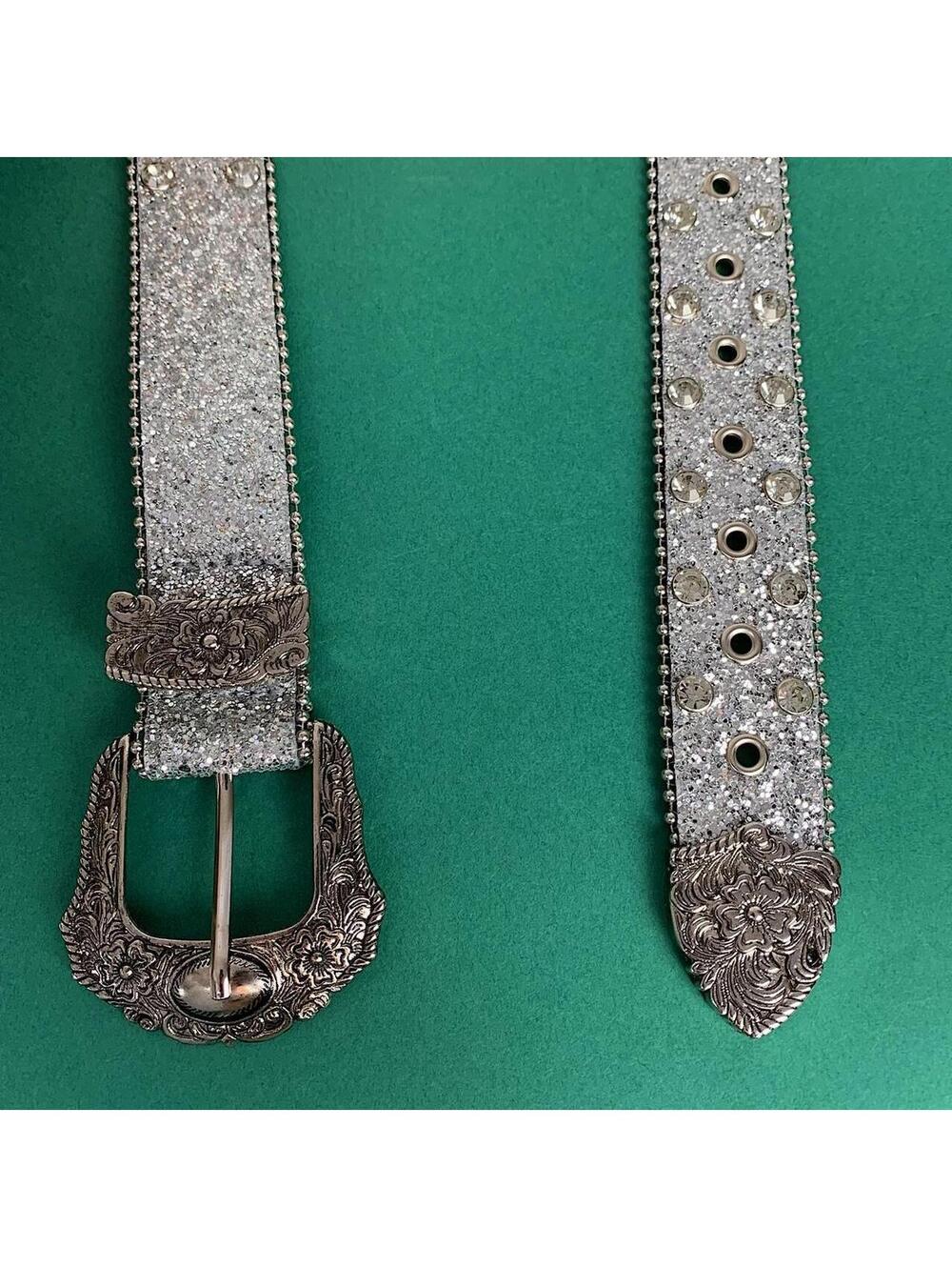 Cyber Y2k 2000s style rhinestone crystal grunge silver punk belt. Cool grunge/pu - Picture 3 of 8